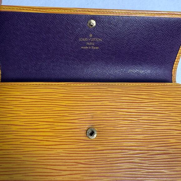 Louis Vuitton Epi Leather Sarah Wallet Yellow Long Bifold Purse Made in Spain - Picture 2 of 12
